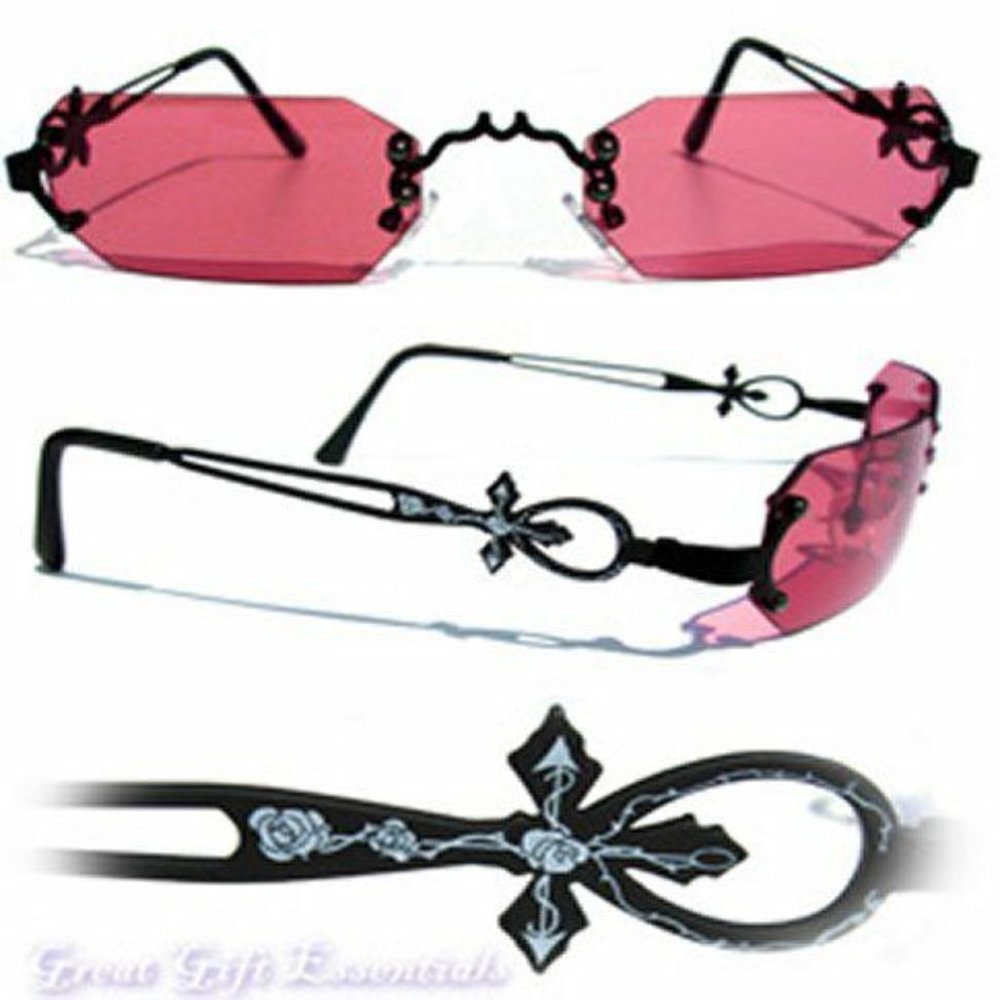 COPY - Gothic Vampire Glasses Black Red Rose Costume Sunglasses Dracula Goth